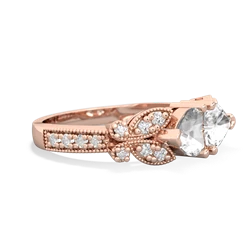 White Topaz Diamond Butterflies 14K Rose Gold ring R5601