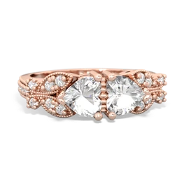 White Topaz Diamond Butterflies 14K Rose Gold ring R5601