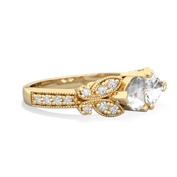 White Topaz Diamond Butterflies 14K Yellow Gold ring R5601