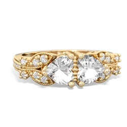 White Topaz Diamond Butterflies 14K Yellow Gold ring R5601