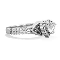White Topaz Celtic Knot Two Hearts As One 14K White Gold ring R2644HRT