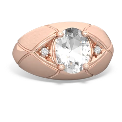 White Topaz Men's Crossroads 14K Rose Gold ring R0361