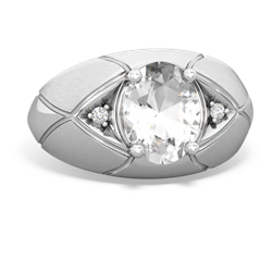 White Topaz Men's Crossroads 14K White Gold ring R0361