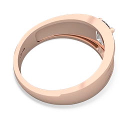 White Topaz Men's Two Lane 14K Rose Gold ring R0363