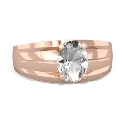 White Topaz Men's Two Lane 14K Rose Gold ring R0363