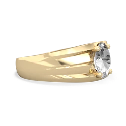 White Topaz Men's Two Lane 14K Yellow Gold ring R0363