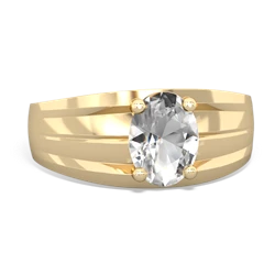 White Topaz Men's Two Lane 14K Yellow Gold ring R0363