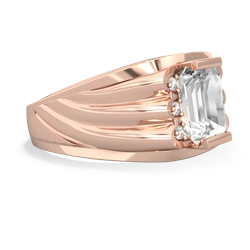 White Topaz Men's 9X7mm Emerald-Cut 14K Rose Gold ring R1835
