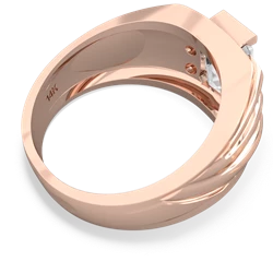 White Topaz Men's 9X7mm Emerald-Cut 14K Rose Gold ring R1835
