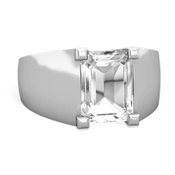 White Topaz Men's 14K White Gold ring R1836