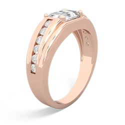 White Topaz Men's Diamond Channel 14K Rose Gold ring R0500