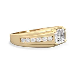 White Topaz Men's Diamond Channel 14K Yellow Gold ring R0500