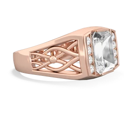 White Topaz Men's Vine 14K Rose Gold ring R0490