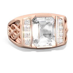 White Topaz Men's Vine 14K Rose Gold ring R0490