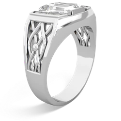 White Topaz Men's Vine 14K White Gold ring R0490