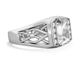 White Topaz Men's Vine 14K White Gold ring R0490