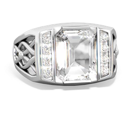 White Topaz Men's Vine 14K White Gold ring R0490