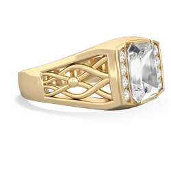 White Topaz Men's Vine 14K Yellow Gold ring R0490