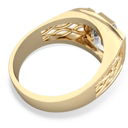 White Topaz Men's Vine 14K Yellow Gold ring R0490