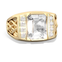 White Topaz Men's Vine 14K Yellow Gold ring R0490