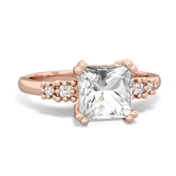 White Topaz Art Deco Princess 14K Rose Gold ring R2014