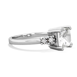 White Topaz Art Deco Princess 14K White Gold ring R2014