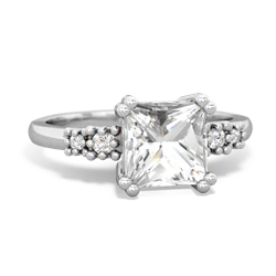 White Topaz Art Deco Princess 14K White Gold ring R2014