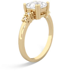 White Topaz Art Deco Princess 14K Yellow Gold ring R2014