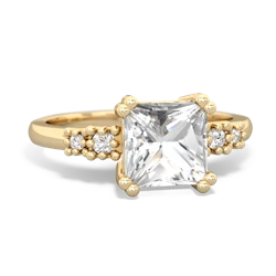 White Topaz Art Deco Princess 14K Yellow Gold ring R2014