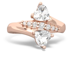 White Topaz Heart To Heart 14K Rose Gold ring R2064