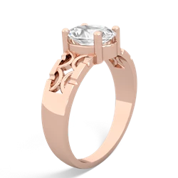 White Topaz Art Deco Filigree 14K Rose Gold ring R2322