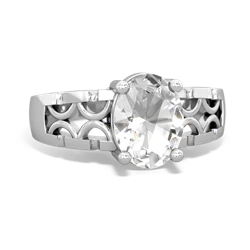 White Topaz Art Deco Filigree 14K White Gold ring R2322