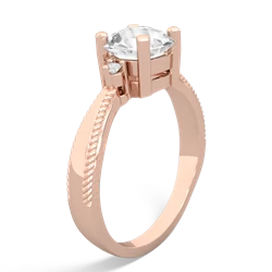 White Topaz Cushion Rope 14K Rose Gold ring R2484