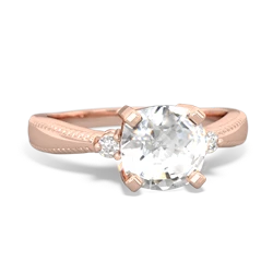 White Topaz Cushion Rope 14K Rose Gold ring R2484