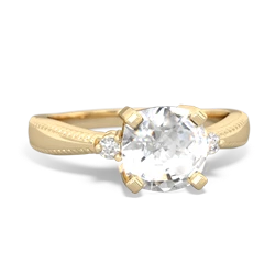 White Topaz Cushion Rope 14K Yellow Gold ring R2484