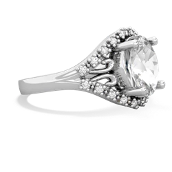 White Topaz Antique Style Cocktail 14K White Gold ring R2564