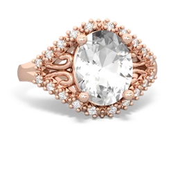 White Topaz Antique Style Cocktail 14K Rose Gold ring R2564