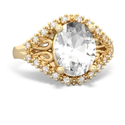 White Topaz Antique Style Cocktail 14K Yellow Gold ring R2564