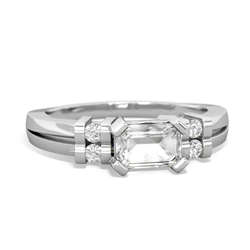 White Topaz Art Deco East-West 14K White Gold ring R2590