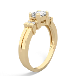 White Topaz Art Deco East-West 14K Yellow Gold ring R2590