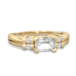 White Topaz Art Deco East-West 14K Yellow Gold ring R2590