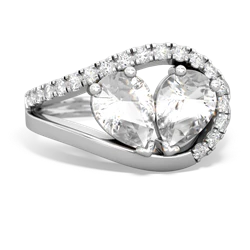 White Topaz Nestled Heart Keepsake 14K White Gold ring R5650