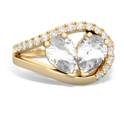 White Topaz Nestled Heart Keepsake 14K Yellow Gold ring R5650