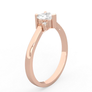 White Topaz Delicate Heart 14K Rose Gold ring R0203