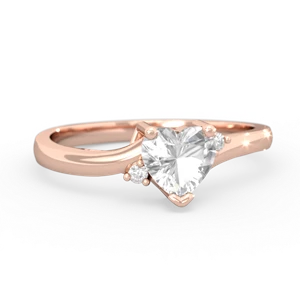 White Topaz Delicate Heart 14K Rose Gold ring R0203