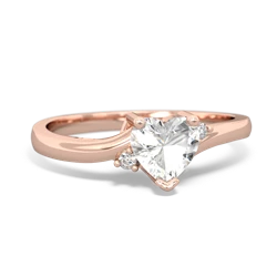 White Topaz Delicate Heart 14K Rose Gold ring R0203