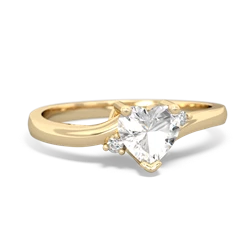 White Topaz Delicate Heart 14K Yellow Gold ring R0203