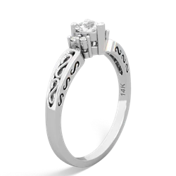 White Topaz Filligree Scroll Heart 14K White Gold ring R2429