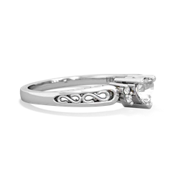 White Topaz Filligree Scroll Heart 14K White Gold ring R2429