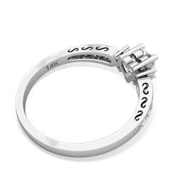 White Topaz Filligree Scroll Heart 14K White Gold ring R2429